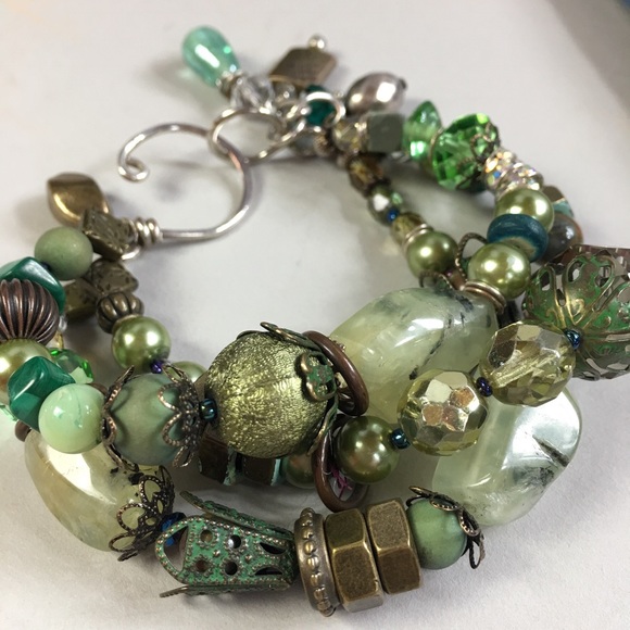 Hand Crafted Agate Nuts Bronze Quality Bracelet 🍃 - Picture 2 of 7